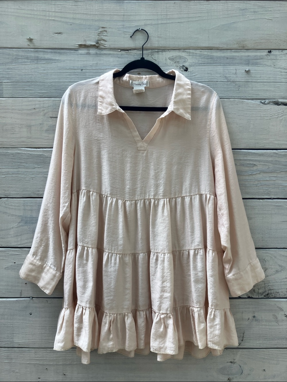 Paisley Vine creamy Tiered Collared Blouse Ruffled Romantic Feminine